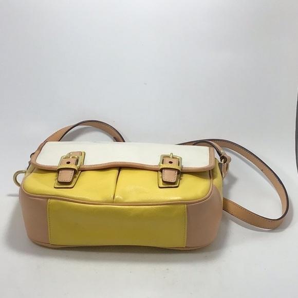 COACH Park Colorblock Yellow and White Leather Crossbody Messenger Bag - Picture 13 of 14